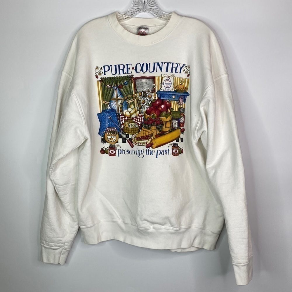 Vintage Fruit Of The Loom Pure Country Cottage Core Crew Sweatshirt XXL